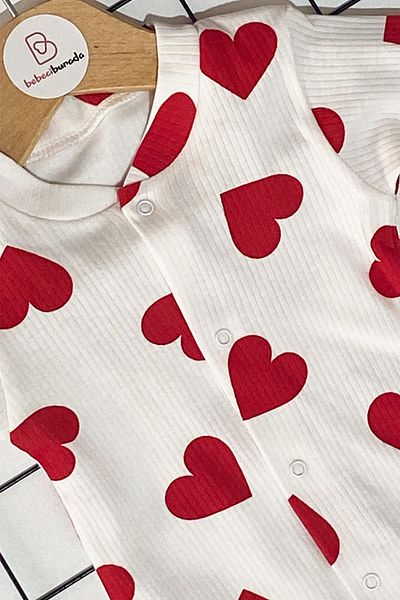 BEBECİBURADA Heart Printed Baby Jumpsuit