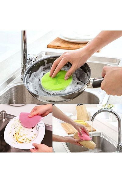 CMT Practical Silicone Dishwashing Brush Non-Spill (2 Pieces)