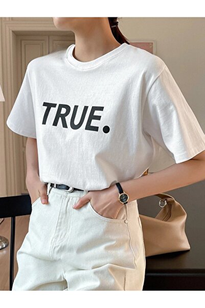 over head oh Tricou alb oversize - Damă, Imprimat adevărat