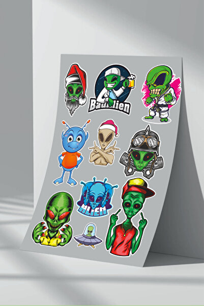 Sticker Market Set de autocolante Alien cu tăiere lungă - Pachet de 2