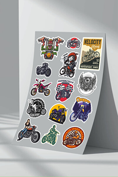 Sticker Market مجموعة من 6 ملصقات مختلطة للدراجات النارية
