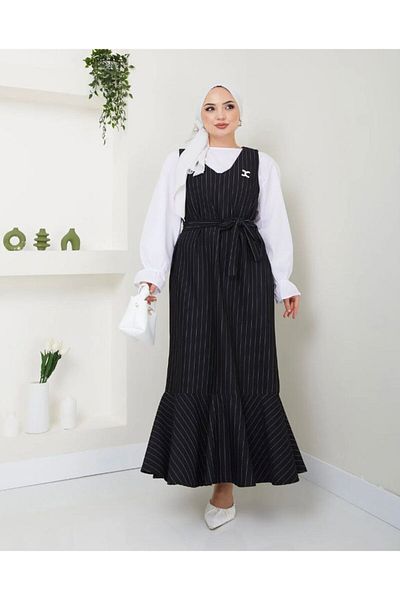 modasindoma Ριγέ Γυναικείο Φόρεμα Gilet