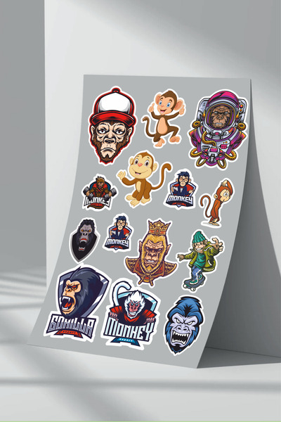 Sticker Market Set de 4 autocolante Gorilla