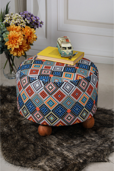 PUFMANYA POLO 45 X 45 CM EFSANE DOĞAL GÜRGEN TOPUZAYAKLI ÇOK AMAÇLI PUF KOLTUK