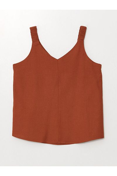 LC Waikiki Γυναικεία μπλούζα με λινό V-Neck Blended LCW
