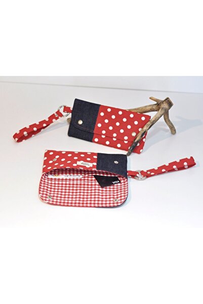 minart design White Polka Dot Patchwork Wallet or Portfolio Bag