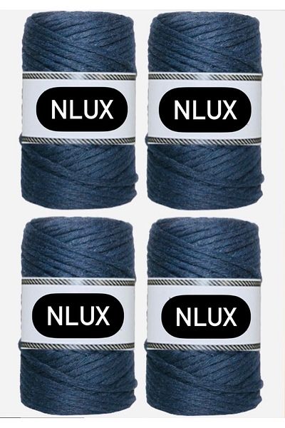 NLUX 1 Kg Μακραμέ Τάραμα - 3,0/3,5 mm, 4x250 gr Βαμβάκι