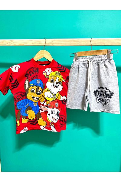 öykümgaleria Boy's Summer Shorts Paw Petrol Bottom Top Set