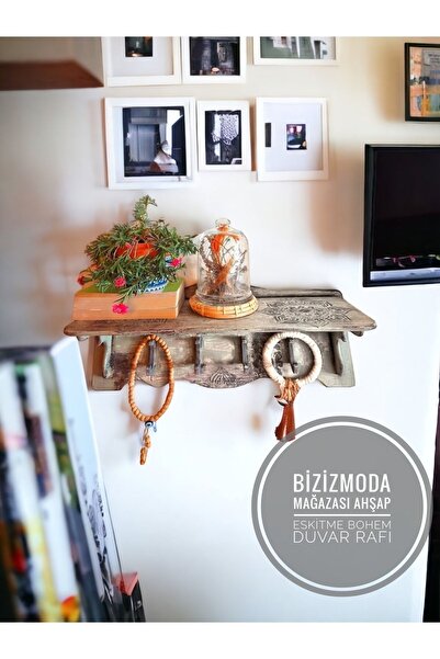 bizizmoda Ahşap Dokulu Raf Hobi Ahşap Vintage Eskitme Model Eskitme Ahşap Ask...