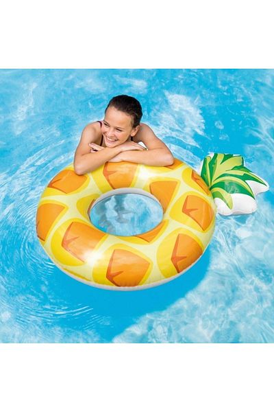 TUENGİ STORE Large Size Pineapple Bagel Inflatable Sea Pool Ring Adult And Children's Ring 117 cm