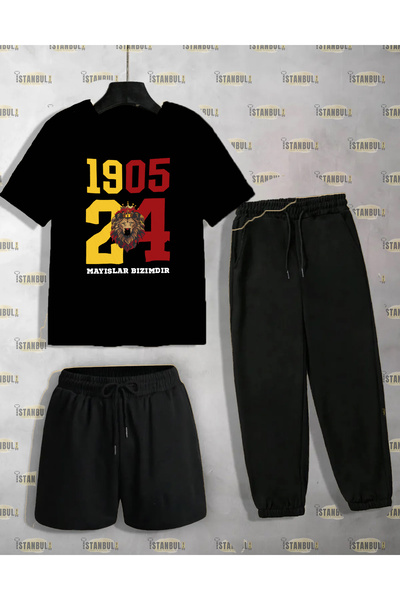 aynewmoda Комплект тениска и шорти с щампа на лъв 1905