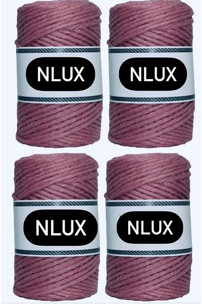 NLUX 1 Kg Μακραμέ Τάραμα - 3,0/3,5 mm, 4x250 gr Βαμβάκι