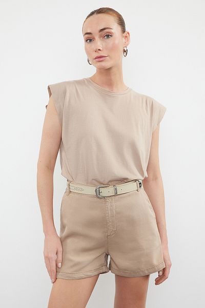 Trendyol Collection Τζιν σορτς με ραβδώσεις βιζόν TWOSS24SR00206