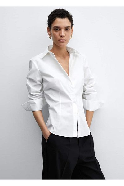 MANGO Woman Cămașă slim din bumbac