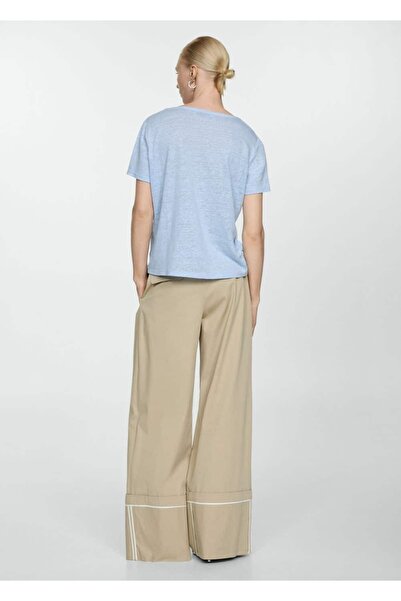 MANGO Woman Λινό μπλουζάκι με λαιμόκοψη σε σχήμα V