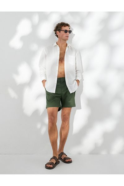 Koton Badeanzug-Shorts, elastische Taille, Tasche detailliert