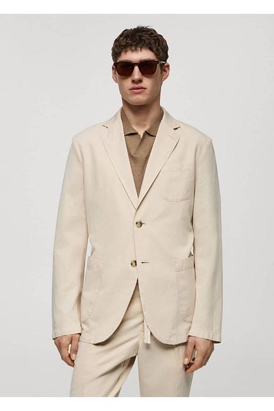 MANGO Man Slim-Fit-Blazerjacke aus Leinen-Baumwoll-Mischung