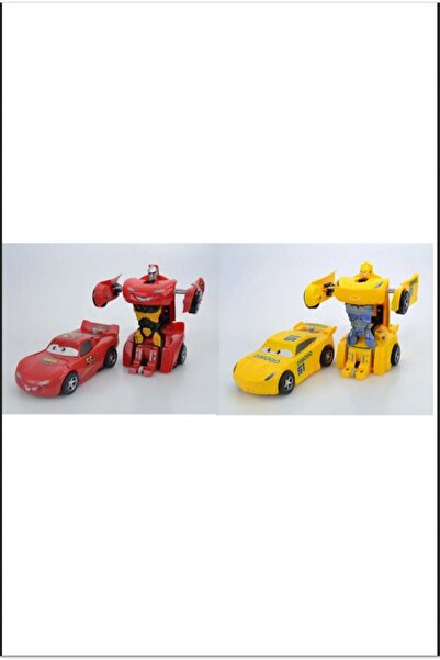 Genel Markalar 2 Adet Birlikte Robota Dönüşen Çek Bırak Die Cast Araba Kırmız...