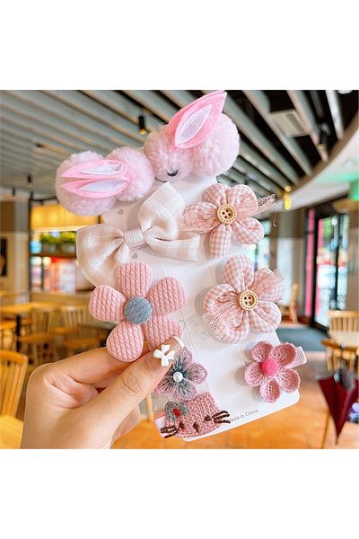 So Much Accesories So-much Children's Collet Snap Buckle Set 9 Pieces Pink Rabbit-1