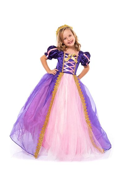 Peonia Kids Costum Rapunzel pentru fete - Rochie cu pelerină și accesorii complete