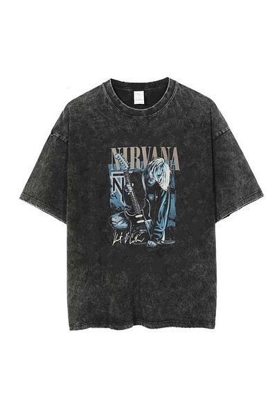 Touz Moda Πλένεται Vintage μπλουζάκι Nirvana Unisex