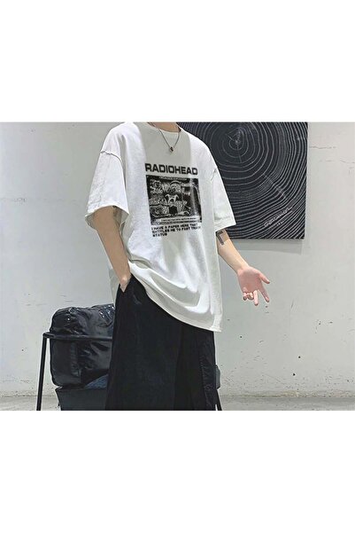 Touz Moda Radiohead White Unisex Oversize T-shirt