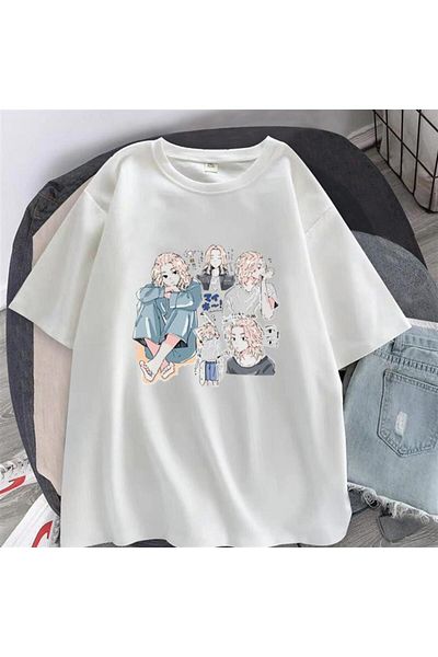 Touz Moda Μπλουζάκι Mikey Collage με στάμπα λευκό Unisex Oversize