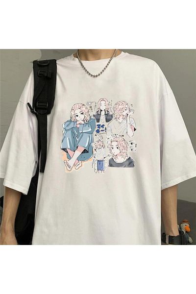 Touz Moda Μπλουζάκι Mikey Collage με στάμπα λευκό Unisex Oversize