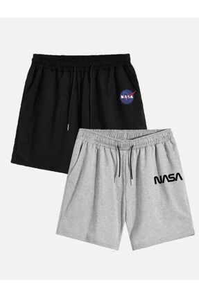 Boi Unisex 2 li Nasa Logo Bask l Sala Bol Kesim Penye ort Siyah Ve Gri Cift Paket Bask l Cepli ort Fiyat Yorumlar Trendyol