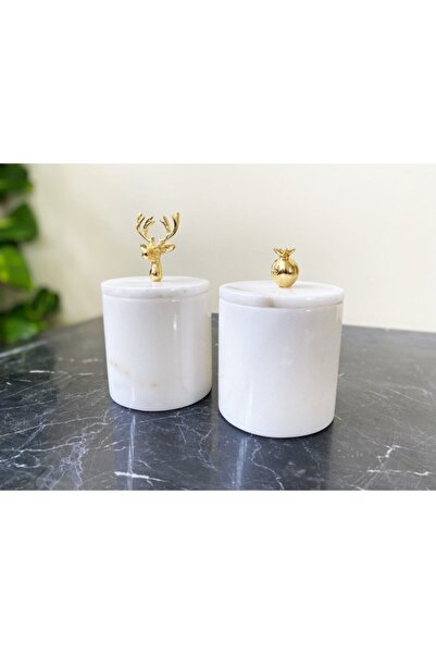 ege gross Beyaz Mermer Baharatlık Veya Dekoratif Kutu