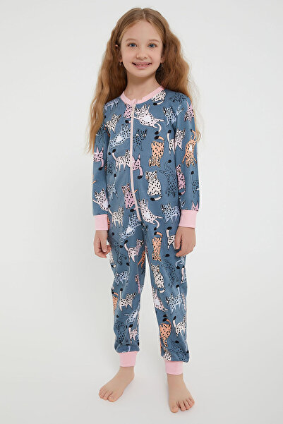 ROLY POLY Rolypoly Spotted Cats Gri Kız Çocuk Fermuarlı Tulum