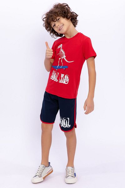 ROLY POLY بدلة برمودا للأولاد من Rolypoly Cool Kid باللون الأحمر