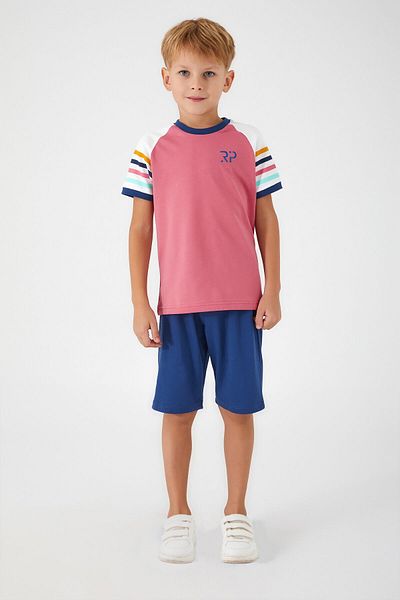 ROLY POLY Rolypoly Section Patterned Pink Boy Bermuda Suit
