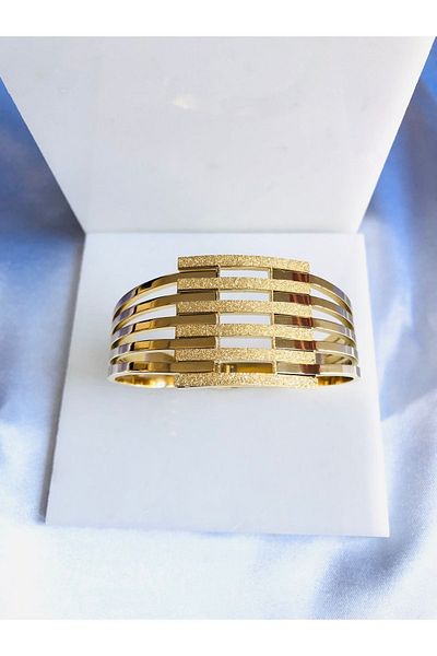 Yush aksesuar 6-Piece Glitter Rib Steel Handcuff Bracelet Set