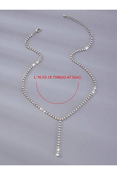 muptejewelry Su Yolu Abiye Gelinlik Tek Sıra Taşlı Model Kolye