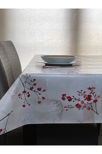 mavi ıhlamur Lined Stain Resistant Wipeable Care Free Hygienic Washable PVC Oilcloth Tablecloth