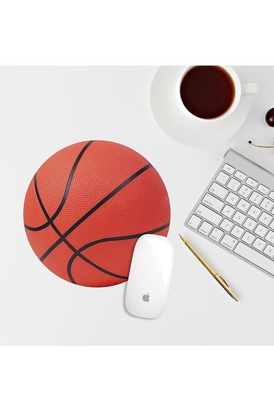 BaskıBazar Orange Basketball Ball Round Mouse Pad Mouse Pad