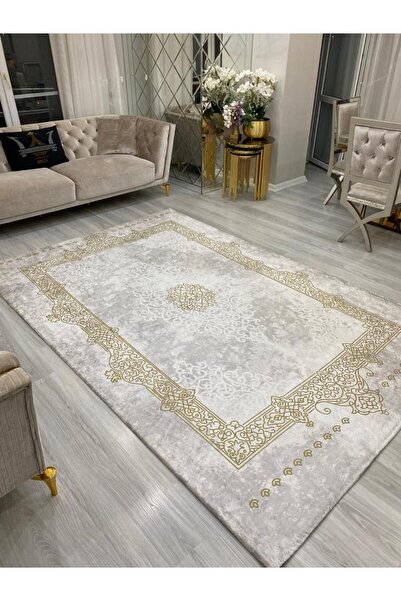 ALLGELSİN غطاء سجادة مرن للموسم الجديد غطاء سجادة مزخرف بطباعة رقمية قابل للغسل غطاء مخطط حديث