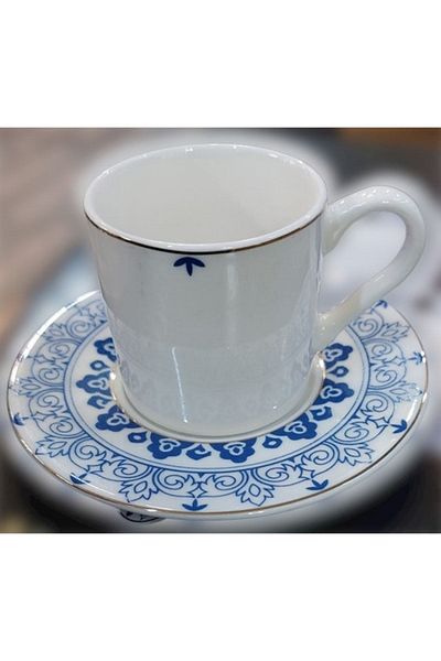 OMS PASLANMAZ Oms Collection 11116 Mavi Star Coffee Cup Set for 6 People