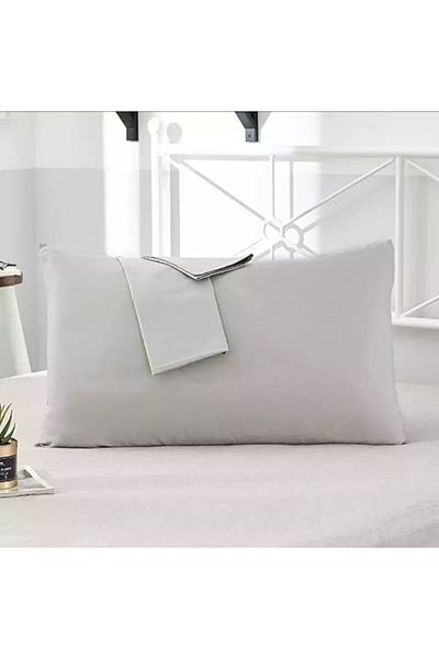 MODELHOME Gray Colored Cotton Fabric Pillow Case with Cover (2 PCS) 50 X 70 Cm