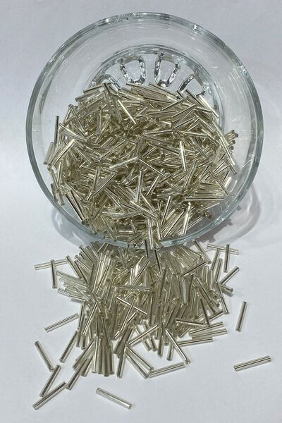 Bride Aksesuar Dünyası Ασημένιες Μακριές Χάντρες Σωλήνα 1 Πακέτο 50 γραμμάρια...