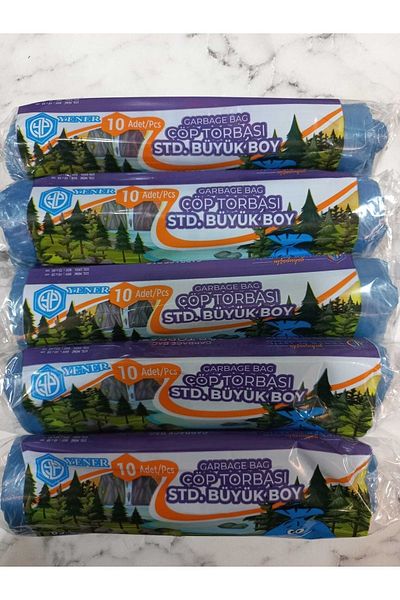 Yener Garbage Bag Large Size Blue 5 Pieces*10 Rolls