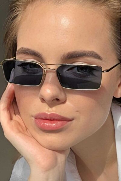 Mood Agenda Gold Metal Framed Rectangular Unisex Sunglasses