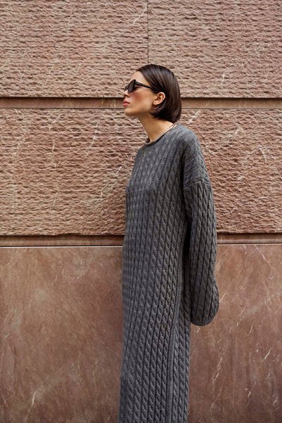 RAVİ İSTANBUL Braided Knitwear Dress