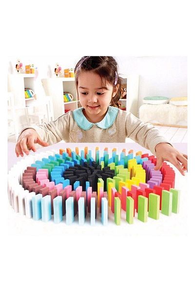 Circles 200 Pieces Natural Wooden Educational Colorful Domino Stones