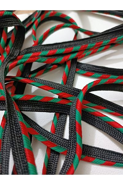 ALTAY TEKSTİL ÜRÜNLERİ Black Edge Red Green Piping Strip (1 Cm)