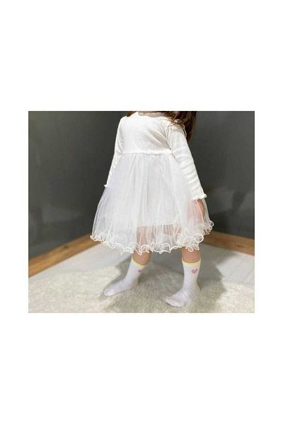 Little Coco Rochie specială de zi și zi de naștere, cu model de fluturi alb din lycra, căptușită din bumbac 100% pentru fete