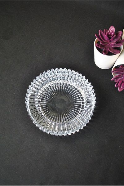 Rotanev Crystal Luxury Τασάκι Γυάλινο Δίσκος Τέφρας Πούρων Στρογγυλό Πιάτο Τέφρας