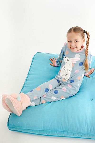 ROLY POLY Rolypoly Rabbit Water Green Girl's Long Sleeve Pajama Set