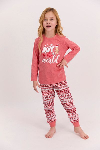 ROLY POLY Girl's Red Melange Pajama Set - Rolypoly Joy To The World